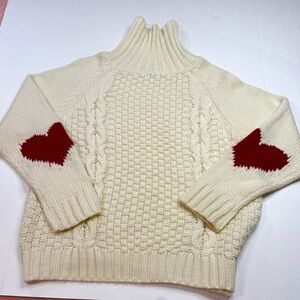 Oversized Cream Cable Knit Turtleneck Sweater Cozy Statement Knit SHEIN